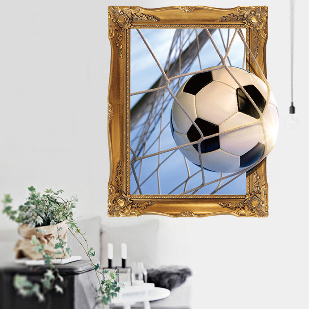 半島良品 DIY無痕壁貼-假窗足球入網 XH6247 45x60cm