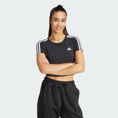 adidas 愛迪達 上衣 女款 短袖上衣 運動 W 3S BABY T 黑 IR6111