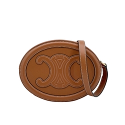 Celine Cuir Triomphe Oval 牛皮斜背手袋(黃褐色)