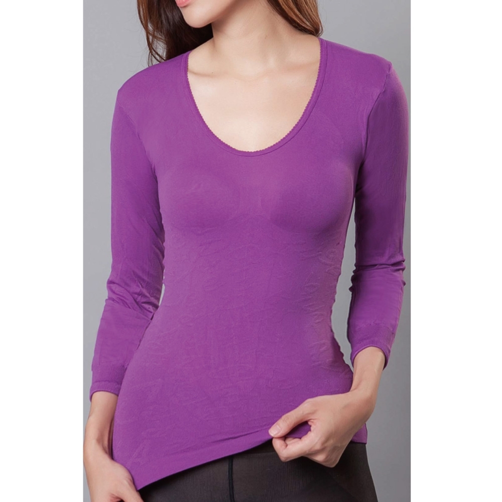 蒂巴蕾 竹碳紗 自律熱 輕型貼身內衣-七分袖 晶紫蘭色