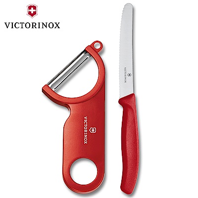 VICTORINOX 11cm經典番茄刀+經典削皮器-紅