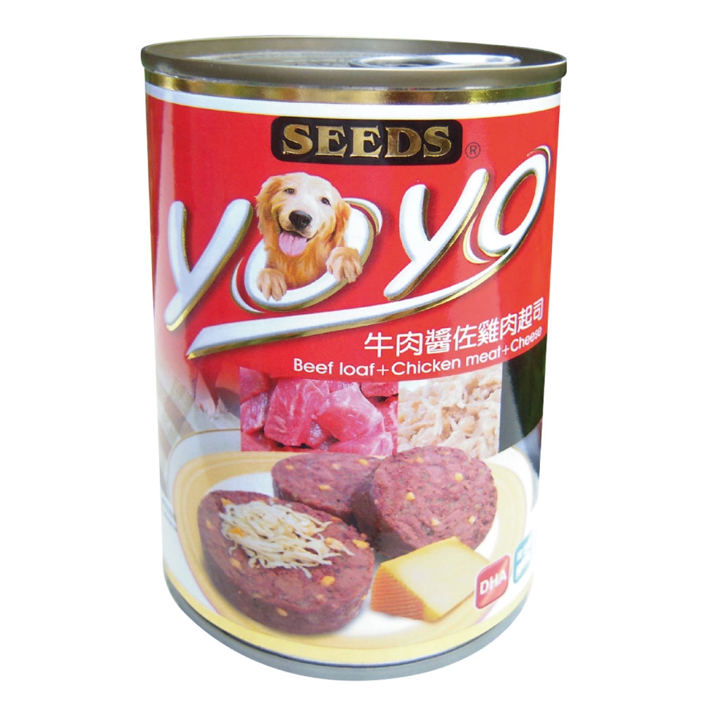 【Seeds 聖萊西】yoyo愛犬機能餐罐-牛肉醬佐雞肉起司(375gX24罐)