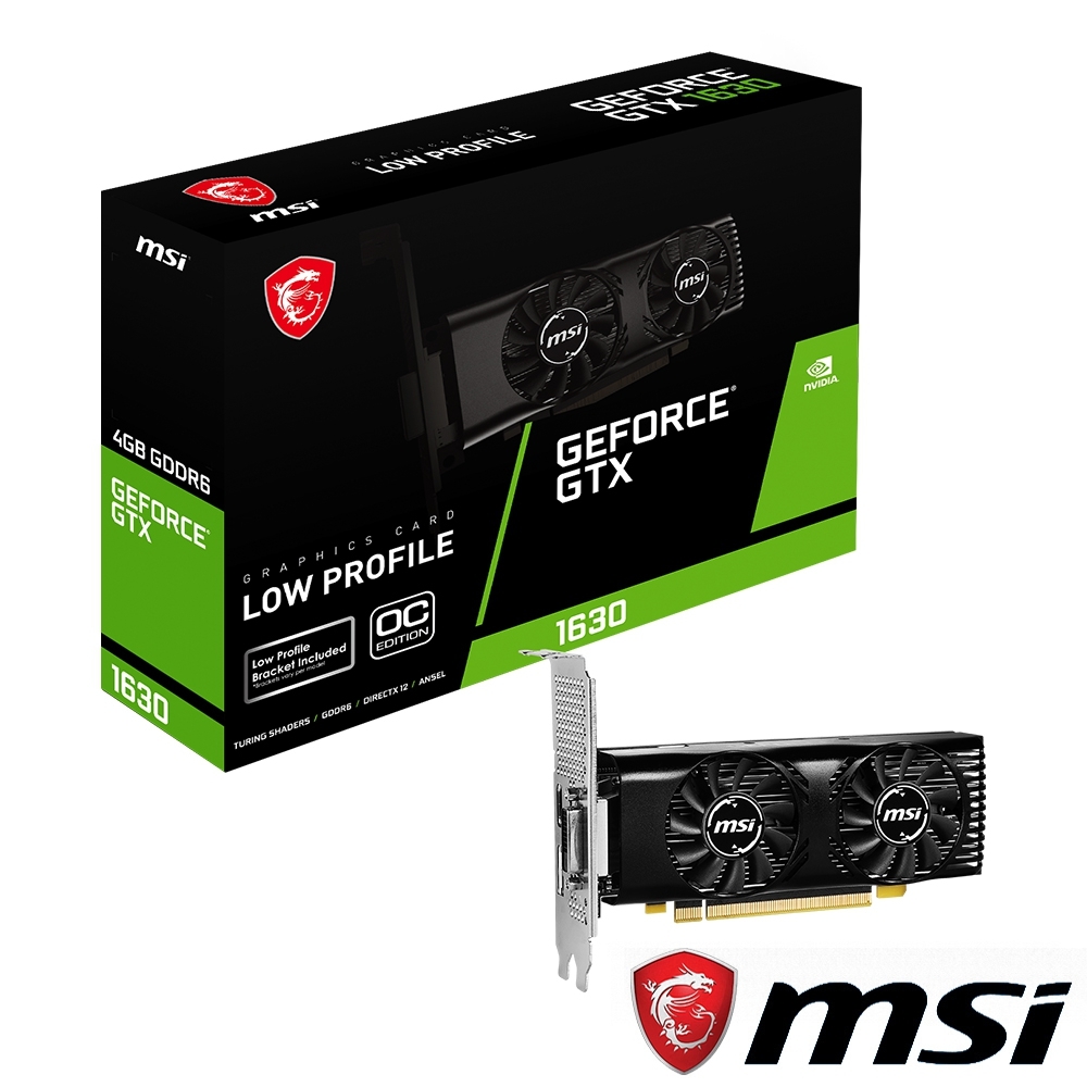 MSI微星GeForce GTX 1630 4GT LP OC 顯示卡(短版雙風扇設計) | GTX 16