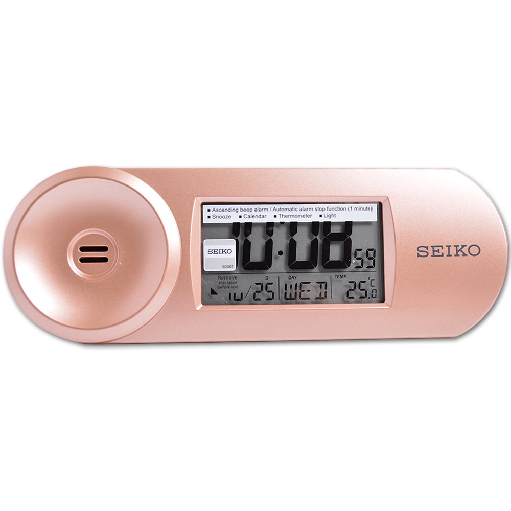 SEIKO 精工 未來感電子鬧鐘 溫度/日曆 電子鍾(QHL067P)-玫瑰金