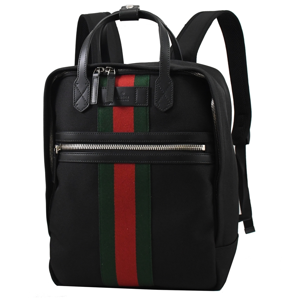 Gucci Black Canvas Web Stripe Backpack 630918