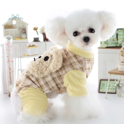 Lollypop PET 卡通熊格子四腳 秋冬款寵物服飾