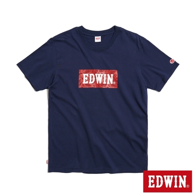 EDWIN 佩斯里紋LOGO短袖T恤-男-丈青色