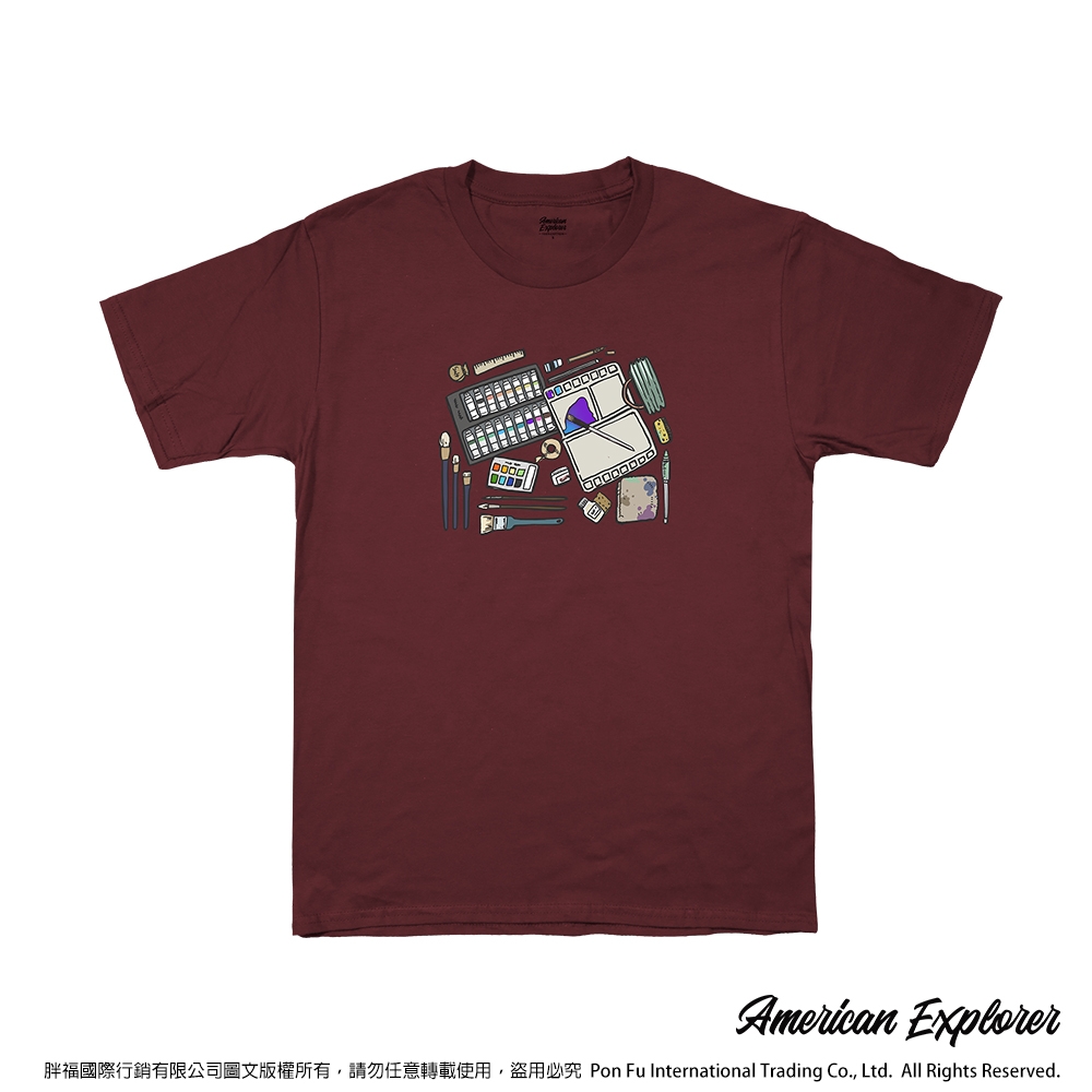 American Explorer 美國探險家 印花T恤(客製商品無法退換) 圓領 美國棉 T-Shirt 獨家設計款 棉質 短袖 -水彩組