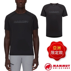 【MAMMUT 長毛象】男 Selun FL T-Shirt Logo 機能防曬短袖T恤.圓領吸濕排汗衣.上衣_1017-06070-0001 黑