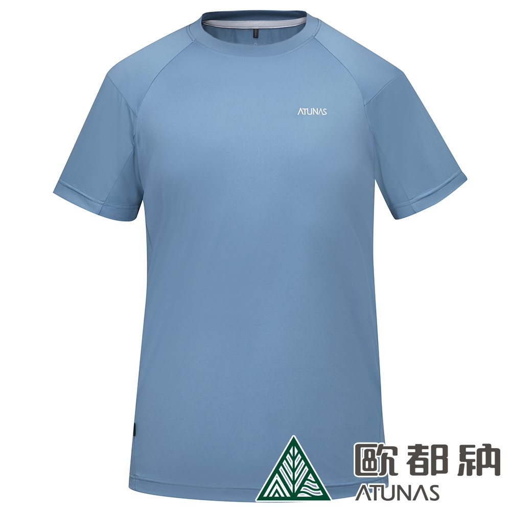 【ATUNAS 歐都納】男款POLARTEC POWER STRETCH短袖T恤A2TS2324M灰藍/吸濕排汗/防曬透氣/抗臭快乾/休閒旅遊/登山健行