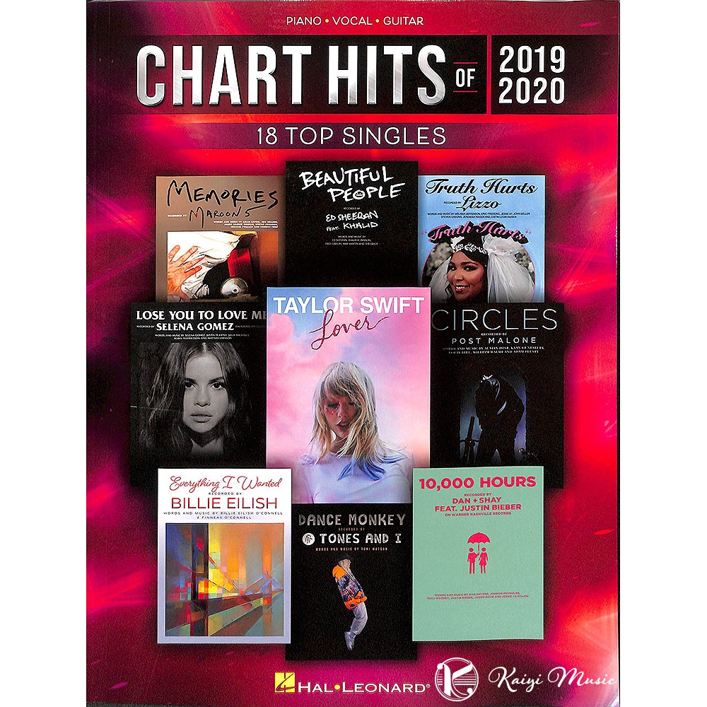 【凱翊︱HL】CHART HITS OF 2019-2020 PIANO/VOCAL/GUITAR SONGBOOK 18 Top Singles