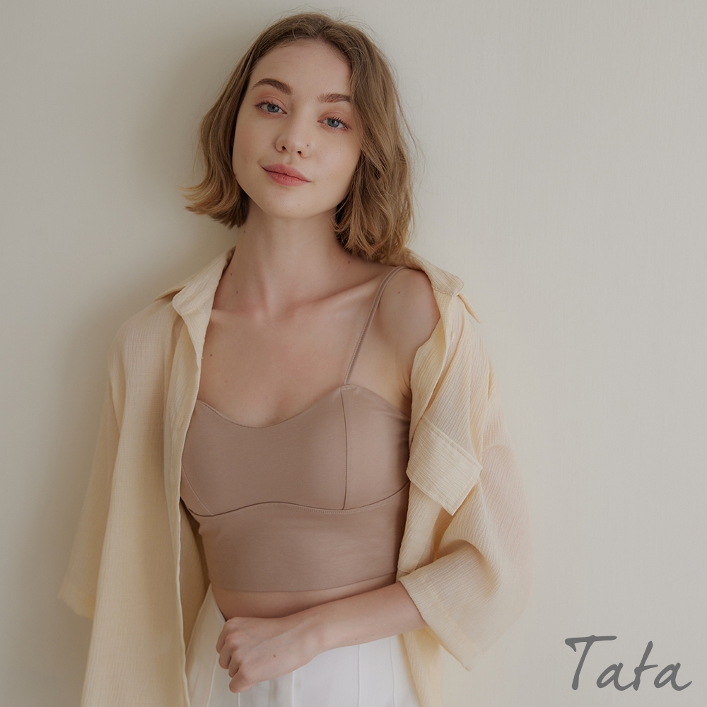 TATA 短版素色後鬆緊背心上衣-共三色-F product image 1
