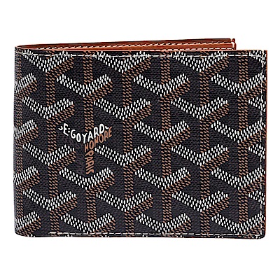 GOYARD 經典滿版LOGO手工帆布摺疊短夾(棕-8卡)