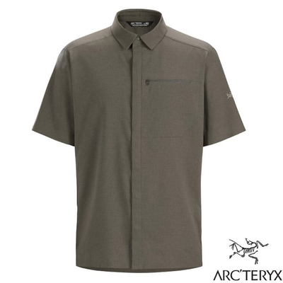 加拿大 ARCTERYX 始祖鳥 男款 Skyline 抗UV彈性防皺快乾短袖襯衫.排汗上衣_糧草雜綠