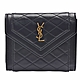 YSL 經典菱格縫線小羊皮金色金屬LOGO暗釦短夾(黑色) product thumbnail 1