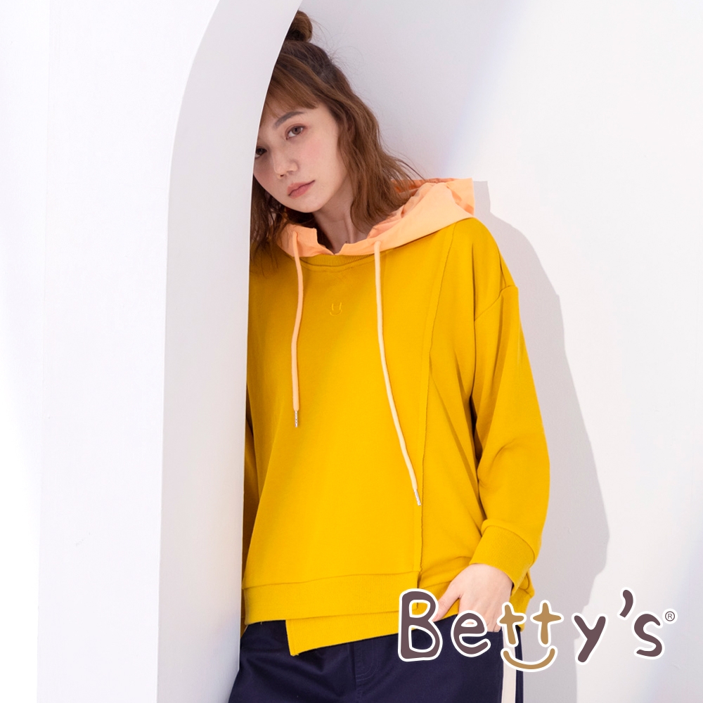 betty’s貝蒂思　不規則下擺連帽T-shirt(芥末黃)