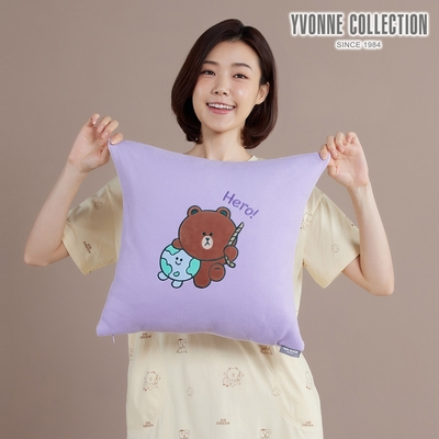 YVONNE 以旺傢飾 熊大拯救地球方形抱枕 （45x45公分）-薰衣草紫（LINE FRIENDS）