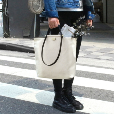 【IBAOBAO愛包包】ADOLE-ADay皮革組合包/米帆布包+黑色提把