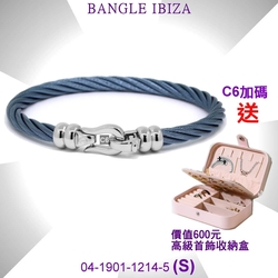 CHARRIOL夏利豪 Bangle Ibiza伊維薩島鉤眼藍鋼索手環-精鋼飾頭S款 C6(04-1901-1214-5)