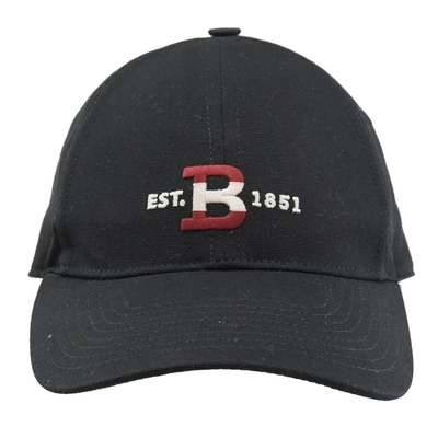 BALLY 經典潮感電繡LOGO帆布材質棒球帽(黑)