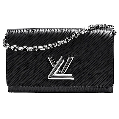 LV M62038 TWIST系列經典EPI水波紋牛皮字母LOGO轉釦肩/斜背包(黑)