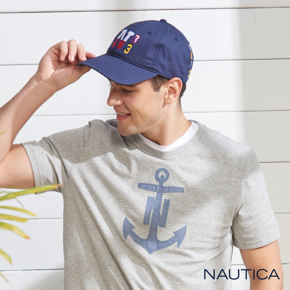 Nautica雙色品牌LOGO休閒帽-藍色