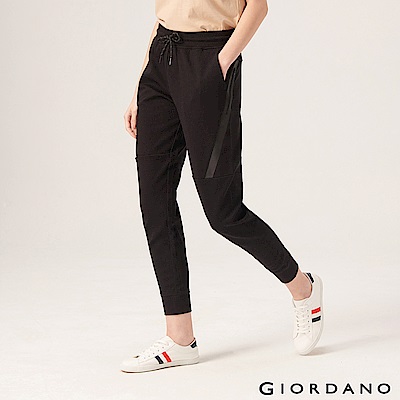 GIORDANO 女裝G-MOTION拉鍊口袋運動束口褲-01 標誌黑