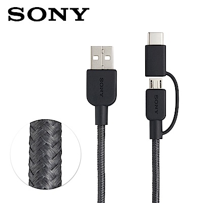 SONY MicroUSB & Type-C 3A 雙頭高速編織線1.5M