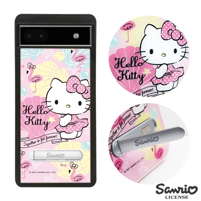 三麗鷗 Kitty Google Pixel 6a 減震立架手機殼-熱帶凱蒂