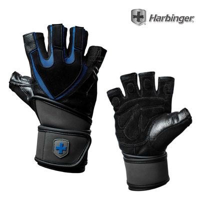 【Harbinger】#1250 男款 黑藍色 重訓健身用專業護腕手套 TRAINING WRISTWRAP MEN GLOVES