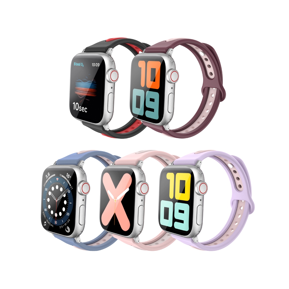 AHAStyle Apple Watch S1~S8 莫蘭迪色  撞色細錶帶 42/44/45mm