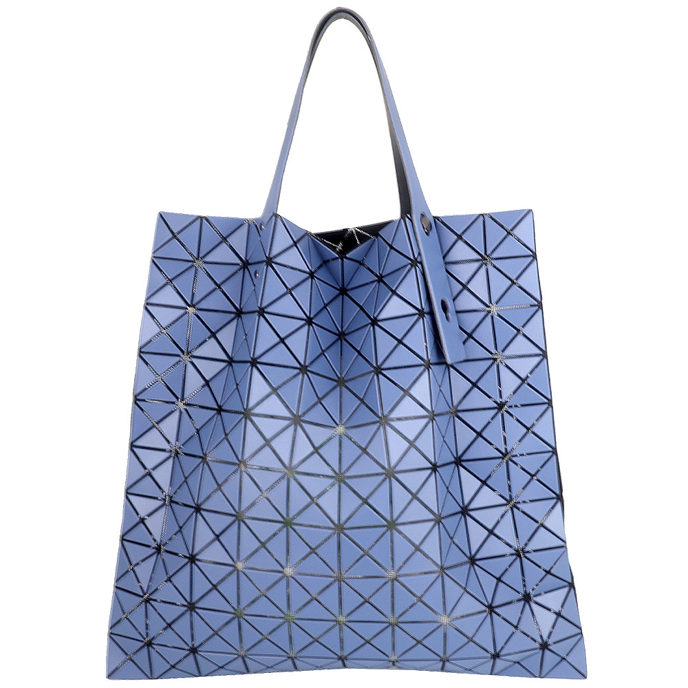 ISSEY MIYAKE 三宅一生 BAOBAO 藍色皮質三角格10x10手提包