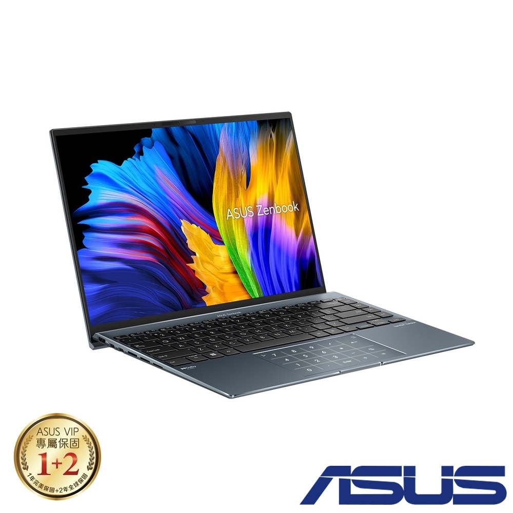 (搭微軟365組合) ASUS UX5401ZA 14吋2.8K筆電 (i5-12500H/16G/512G SSD/OLED/綠松灰)
