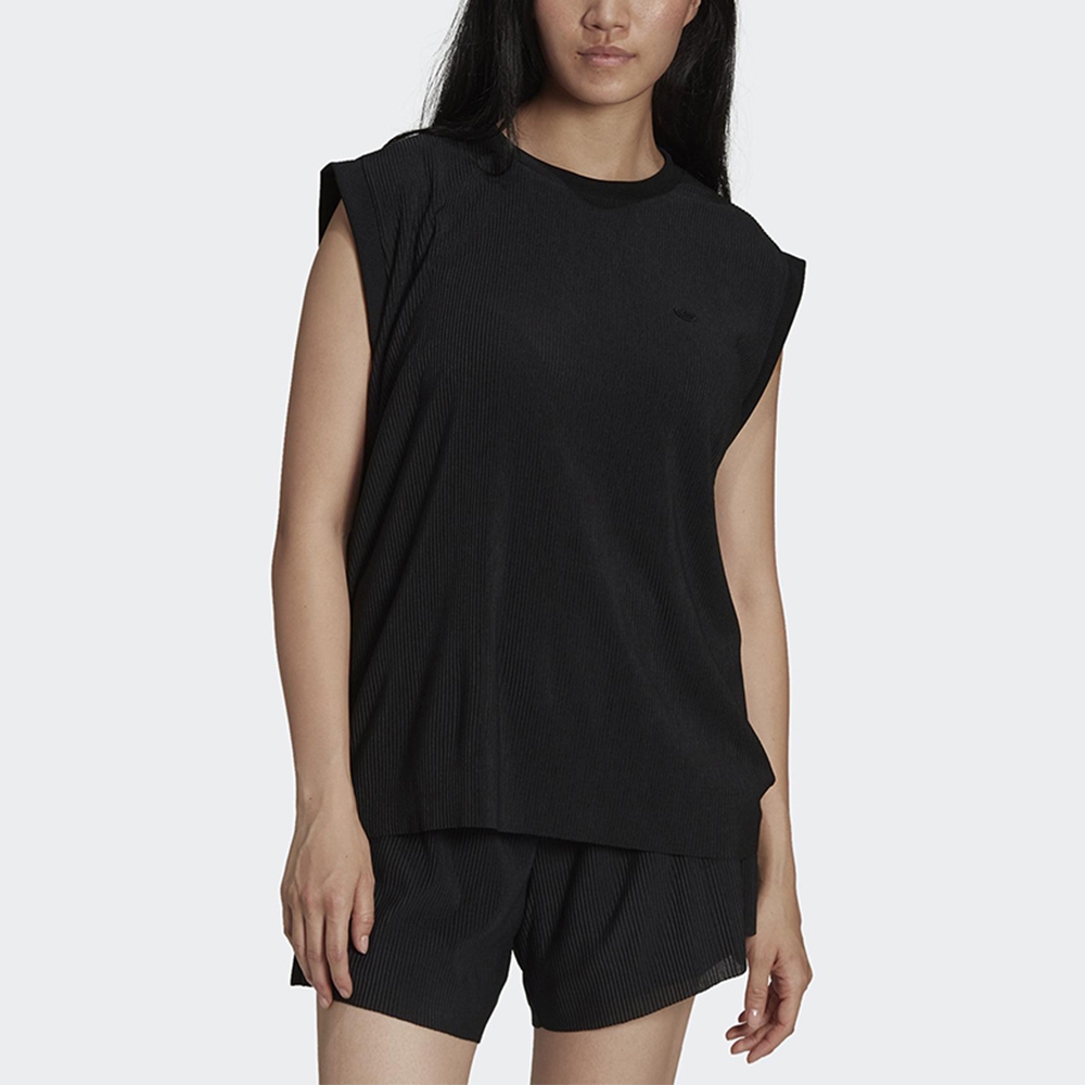 adidas 背心 女款 短袖上衣 運動 三葉草 國際碼 TANK TOP 黑 HE4955