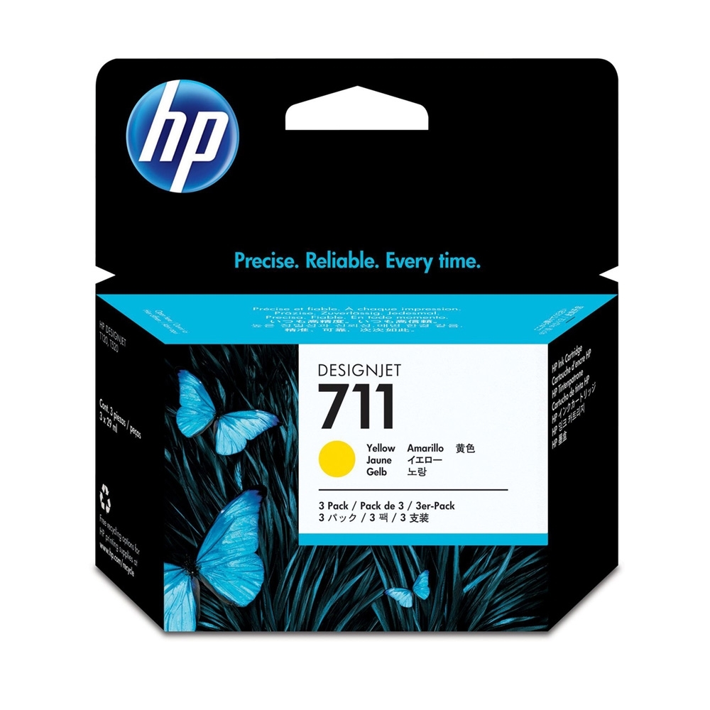 HP NO.711 CZ136A (29ml*3入) 黃色原廠墨水匣 適用:HP T520/T120/T530/T130
