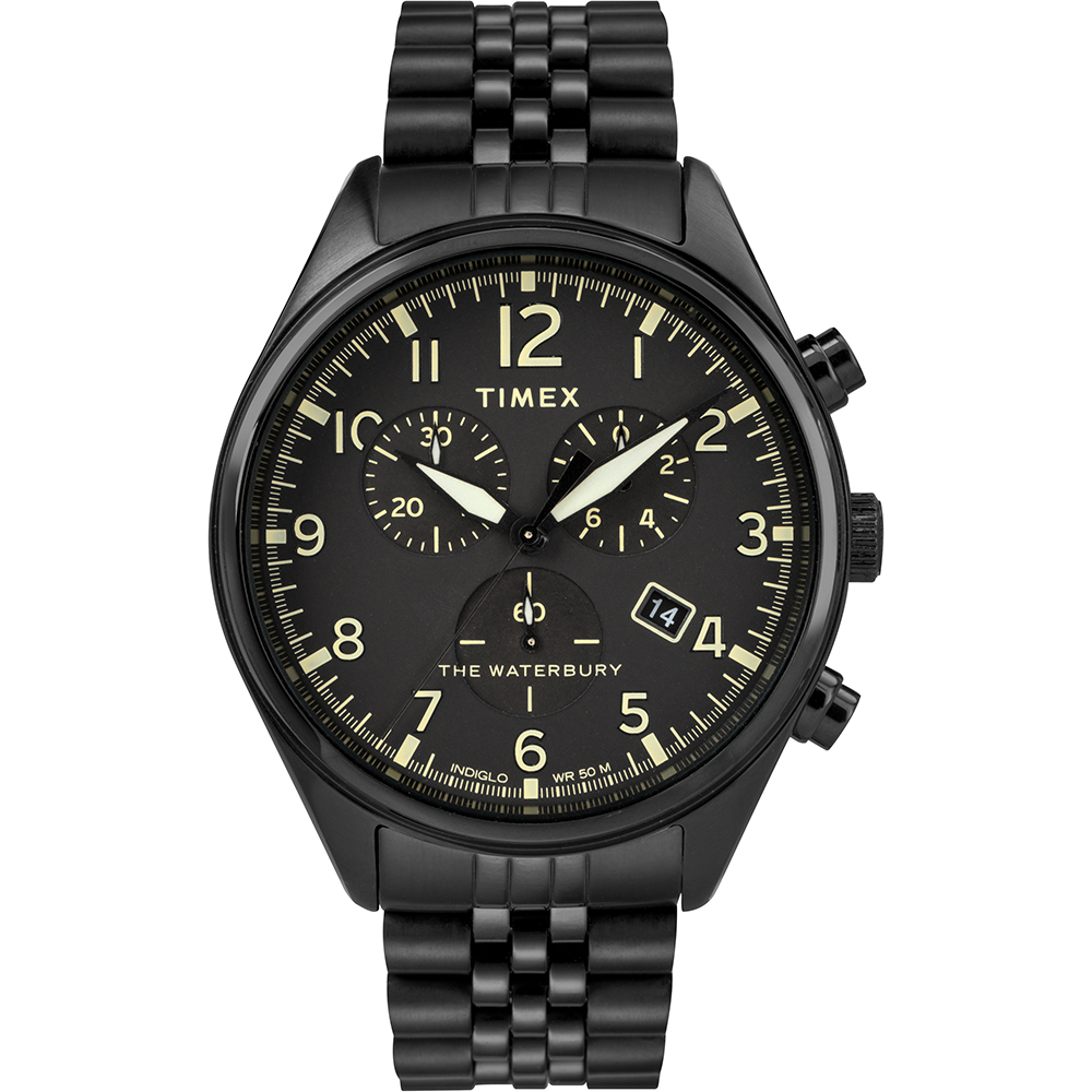 TIMEX 天美時 Waterbury Chrono系列 計時經典手錶-黑/42mm