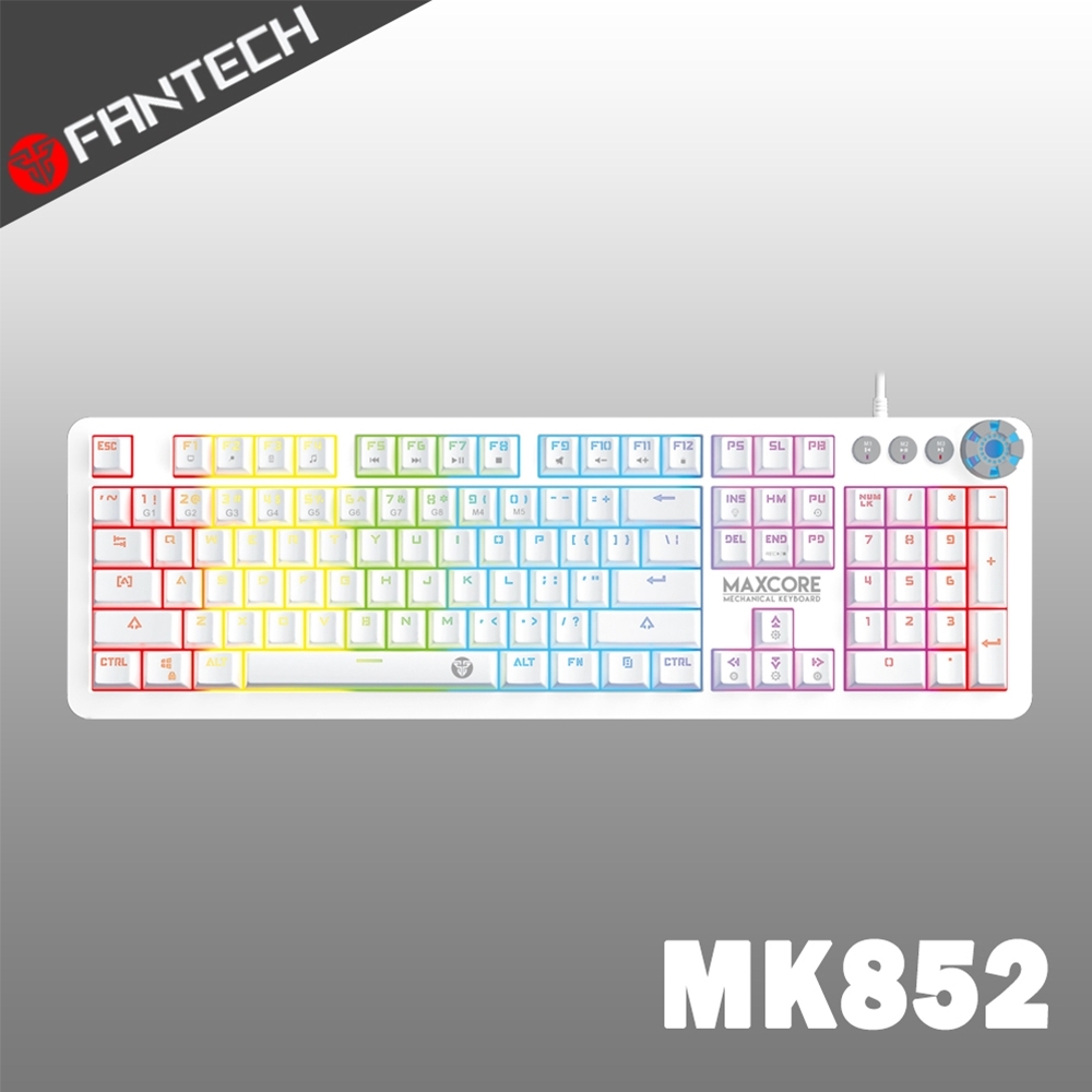 FANTECH MK852 RGB多媒體機械式電競鍵盤(白)