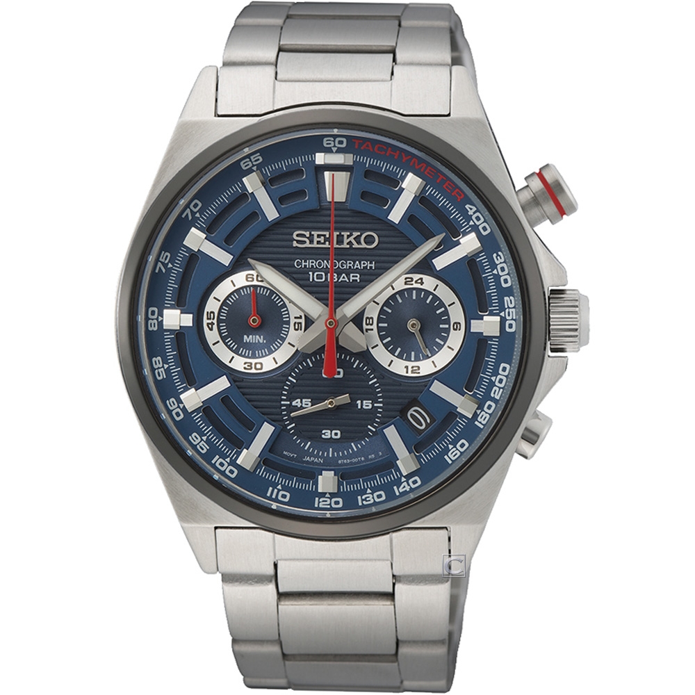 SEIKO 精工 CS 賽車競速三眼計時腕錶 8T63-00T0B(SSB407P1)_SK043