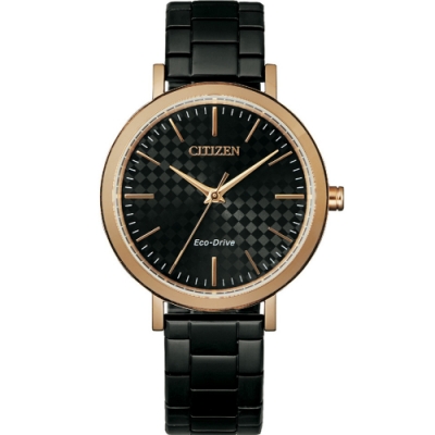 CITIZEN 時尚格紋光動能女錶(EM0768-54E)36.5mm