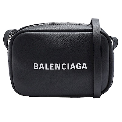 BALENCIAGA 經典EVERYDAY系列品牌字母烙印小牛皮相機斜背包(深灰-XS)