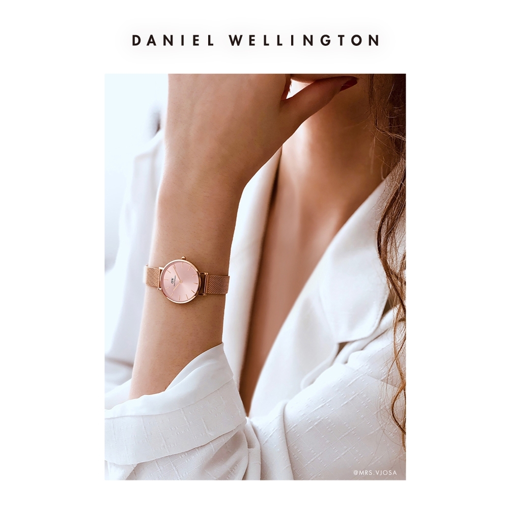 Daniel Wellington DW 手錶Petite Melrose 32mm柔光粉玫瑰金米蘭金屬錶