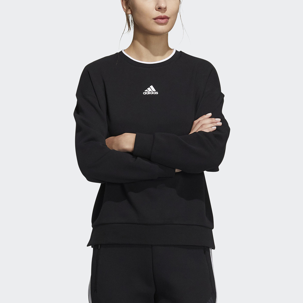 Adidas FI W SWT GLOSS H09766 女 長袖上衣 運動 訓練 休閒 亞洲版 垂肩 落肩 黑白