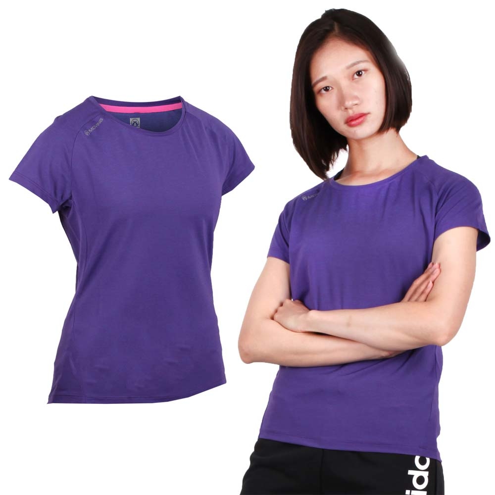 FIRESTAR 女彈性短袖圓領T恤-慢跑 路跑 DL963-75 紫