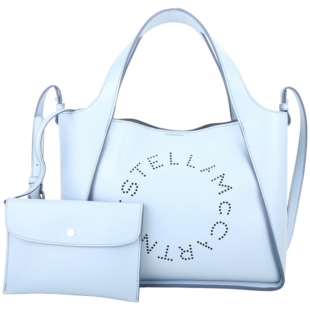 Stella McCartney 穿孔字母皮革手提/斜背托特包(水藍色)
