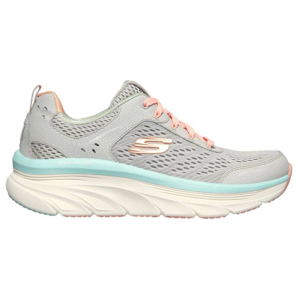 SKECHERS DLUX WALKER 女休閒鞋-灰粉-149023GYCL