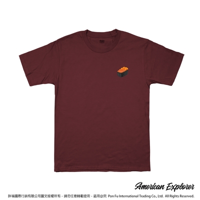 American Explorer 美國探險家 印花T恤(客製商品無法退換) 圓領 美國棉 T-Shirt 獨家設計款 棉質 短袖 -鮭魚卵海膽壽司