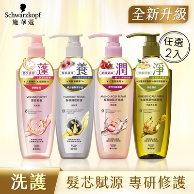 【Schwarzkopf 施華蔻】專研頭皮修護洗髮露/護髮素系列400ml_3入組(胺基酸賦活、豐盈韌髮、髮根調理、生薑精華)