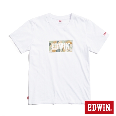 EDWIN 迷彩BOX短袖T恤-男-白色