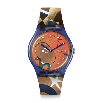 Swatch New Gent 原創系列手錶 英國 TATE 美術館藏聯名 MIRO 女人與月光下的鳥(41mm) 男錶 女錶 手錶 瑞士錶 錶