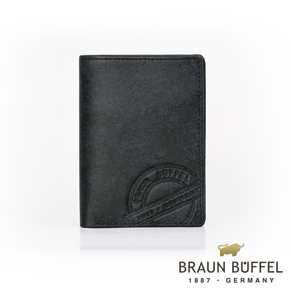 【BRAUN BUFFEL 德國小金牛】台灣總代理 瑞諾斯 3卡名片夾-黑色/BF331-402-BK